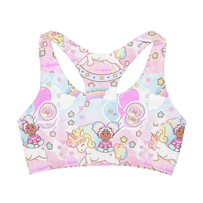 lulove the unicorn Girls' Double Lined Seamless Sports Bra (AOP) health